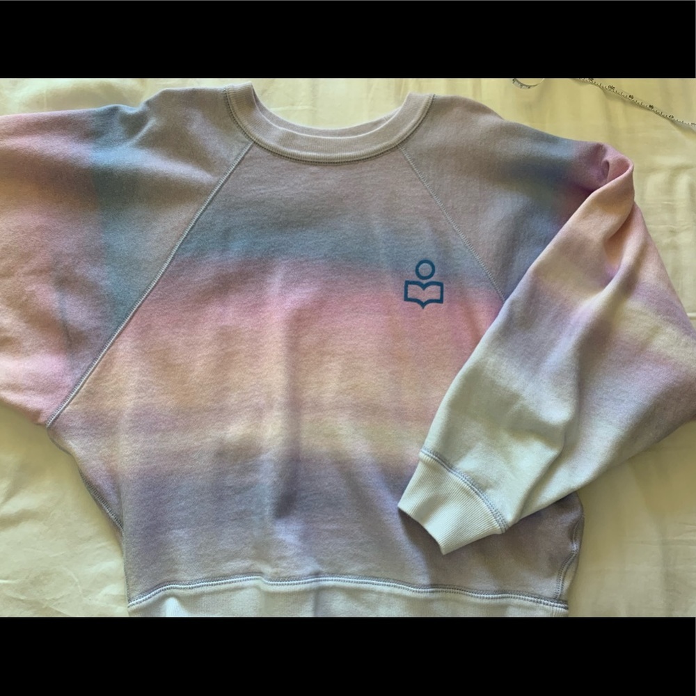 IME blue and pink watercolor sweater